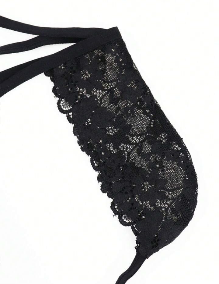 Midnight Lace Cross-Strap Thong